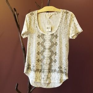 Lucky Brand Short Sleeve Scoop Neck Top XS NWT